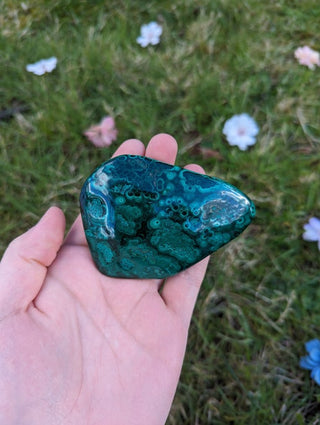 A beautiful dark green swirly malachite
